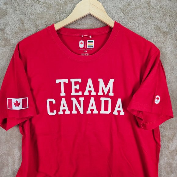 Hudson's Bay Official Olympic Team Canada T-Shirt Red Men's Size L Crew Neck - Picture 2 of 10